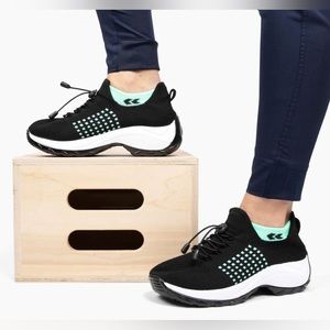 OrthoFit Genuine Non-Slip Stretch Air Cooled Cushion Sz 7.5 Black/Sky Blue New